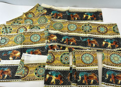 Elephants & Mandalas Batik Tie Dye Style Fabric Strips & Pieces 2016 Dan Morris