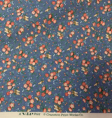 Vtg Allover Floral Print Fabric With Birds Cranston VIP Print Pink Tan Blue BTY