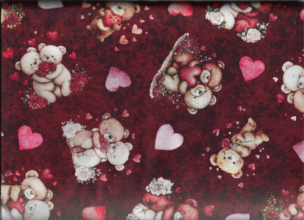 100% cotton Valentine fabric ‘Hearts & Hugs” by Quilting Treasures
