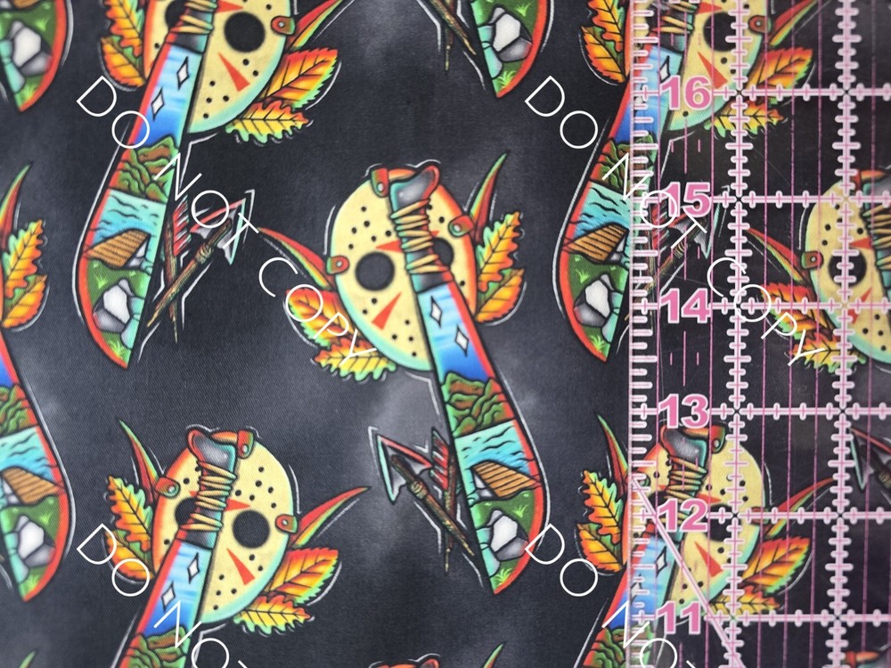 Custom 100% Cotton Woven Fabric Jason Friday The 13th V2 By The 1/4 Yard 9×56