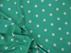 Bullet Printed Liverpool Textured Fabric Stretch Mint Small White Polka Dot S44