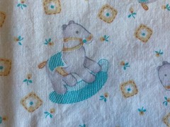 BABY NURSERY FABRIC~Rocking Horse~WHITE BLUE ORANGE~Floral Dots Squares~43×147~