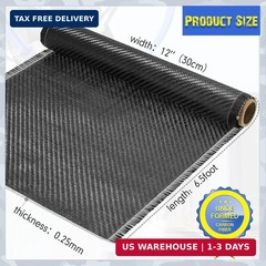 Jecery 6.5ft x 12″ Carbon Fiber Fabric Roll Pure Fabric Carbon Fiber Sheet 2 x 2