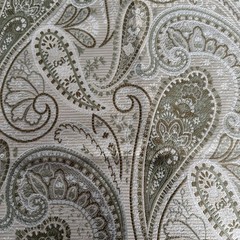 Paisley Upholstery Synthetic Fabric Earthtone Green Brown Tan 1.5 Yd X 55”