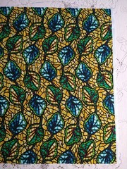 Stained Glass Church Window Cotton Fabric Mosaic BTFQ 18×22 Blue Green Gold