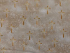 Divine Ornate Cross Gold Gorgeous Natural Beige Cotton Fabric FQ