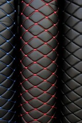 Red Quilted Vinyl Grain Faux Leather Upholstery Fabric | 2″x3″-5x8cm 55″ – 4mm