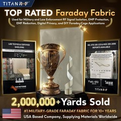 Faraday Fabric Kit 1 Yard 44″ W x 36″ L Fabric + 36″ L Tape Military Grade …