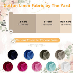Linen Fabric by the Yard, 61 Inch Wide Natural Blend Cloth, 60% Linen 40% Cotton