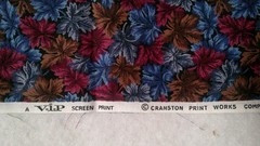 Fabric Cranston VIP Leaves of Burgundy Brown Sky Blue 11″ x 30″ $2.95