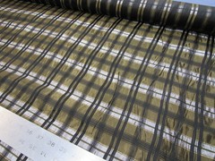 Stunning! Vintage woven jacquard fabric in black & gold – 50″ wide plaid