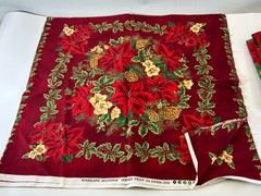 Christmas Poinsettia Cardinals Holly Fabric Lot Destash Assorted Sizes 4+ lbs