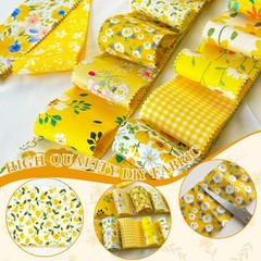 80 PCS Jelly Roll Fabric Strips Yellow Blue Floral Cotton Quilting 2.5×20 In