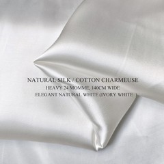 Heavy 24m/m 55”Wide Natural White Mulberry Silk Cotton Charmeuse Fabric Wedding