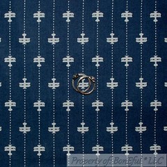 BonEful Fabric FQ Cotton Quilt Navy Blue Airplane USA Military Ticking Stripe US
