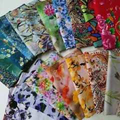 55”Wide By Yard Birds Floral Patchwork Rayon Fabric Voscose Soft Dress Material