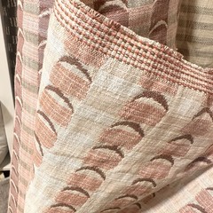 2 yds Rebecca Atwood INDOOR OUTDOOR Uphol Fabric- Crescent Plaid / Shell Pink