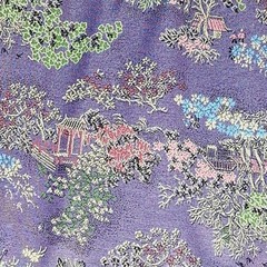 Japanese Brocade Fabric Satin Lavendar Pagoda Dress Kimono Vintage US SELLER