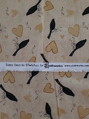 Clothworks “Sunny Days” Cotton Fabric Crows And Hearts On Cream 30 Inches