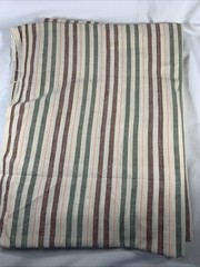Handcrafted Cotton Fabric~ Tan/Green Wide Stripe ~Imported From India- 45″ W