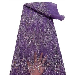 Beads Sequins Embroidery Lace Fabric Mesh Tulle DIY Sewing Wedding Party Dress