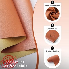 KUUP Soft PU Litchi Grain Faux Leather Fabric, 54″ x 12″, Waterproof Vegan Sy…