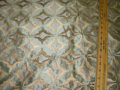3 6/8 YDS 100% SILK CELTIC GEOMETRIC EMBROIDERY DRAPE UPHOLSTERY FABRIC FOR LESS