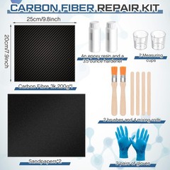15 Pcs Carbon Fiber Repair Kit with 3k 200g Plain Weave Carbon Fiber Fabric, …