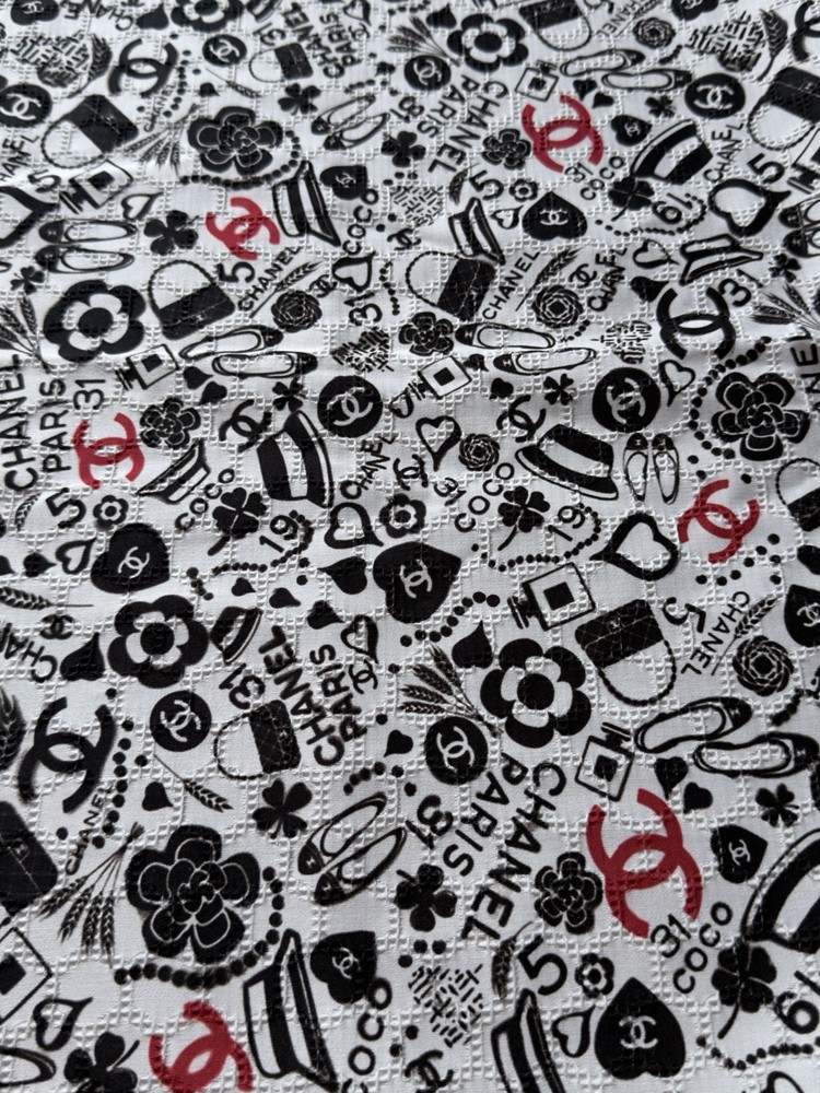 Chanel Print Cotton Fabric, 54” Wide, 2 Way Stretch, Made In Italy
