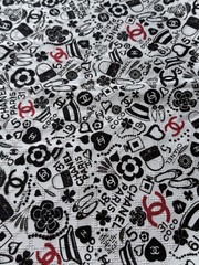 Chanel Print Cotton Fabric, 54” Wide, 2 Way Stretch, Made In Italy