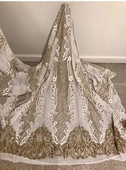 White Gold 4way Stretch Sequins Fabric 50” Width Sold By The Yard
