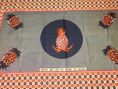 Nida Nzito KHANGA Pampa Ya TANZANIA Cotton FABRIC Panel 40×60″ Red Black Pineapp