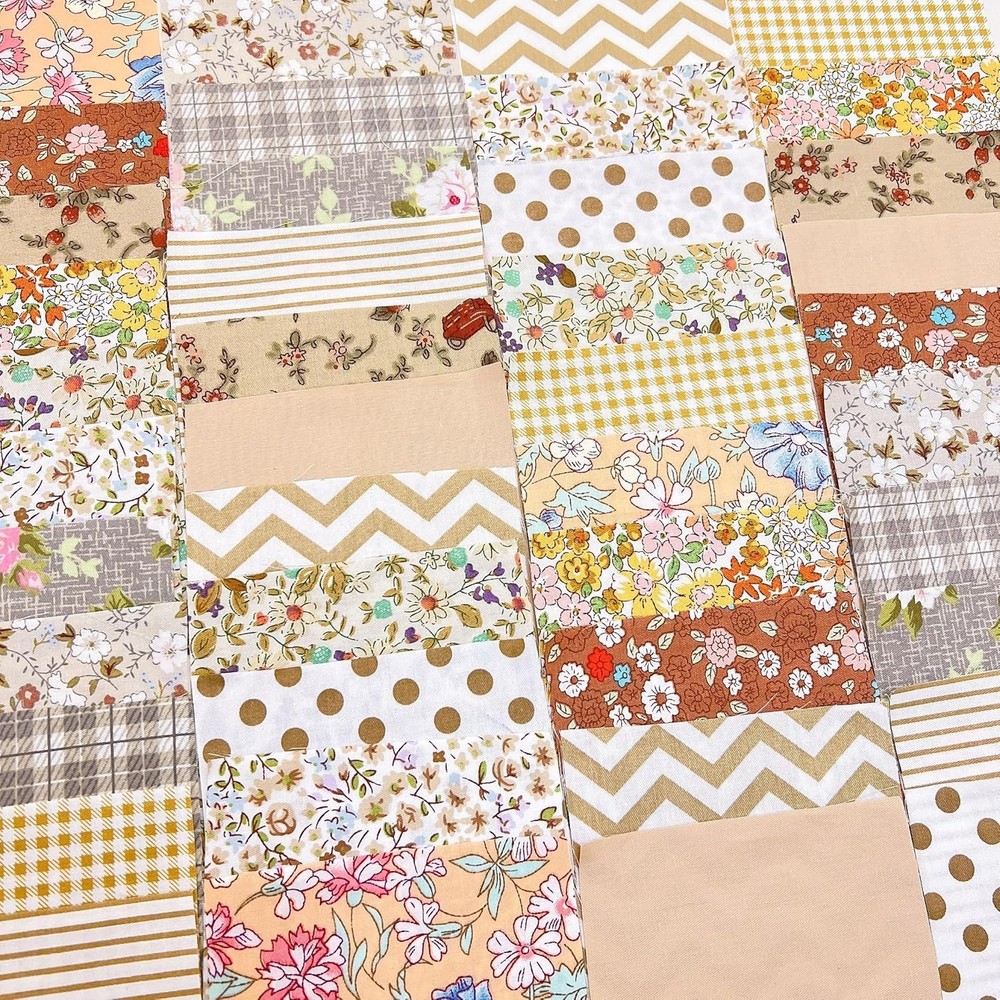 42 PCS Cotton Fabric DIY Quilting Patchwork Bundle Fat Quarters Brown