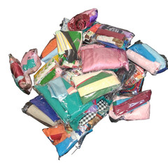 Vintage Fabric Lot – 8 lb Box – Random Assorted Prints, Textures, Cotton, Satin