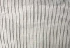 Linen Fabric Yarn Dyed Green Baby Stripe On Off White Ground Medium Weight BTY