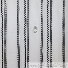 BonEful Fabric FQ Cotton Quilt VTG White Black B&W Stripe Lace Rick Rack Chevron
