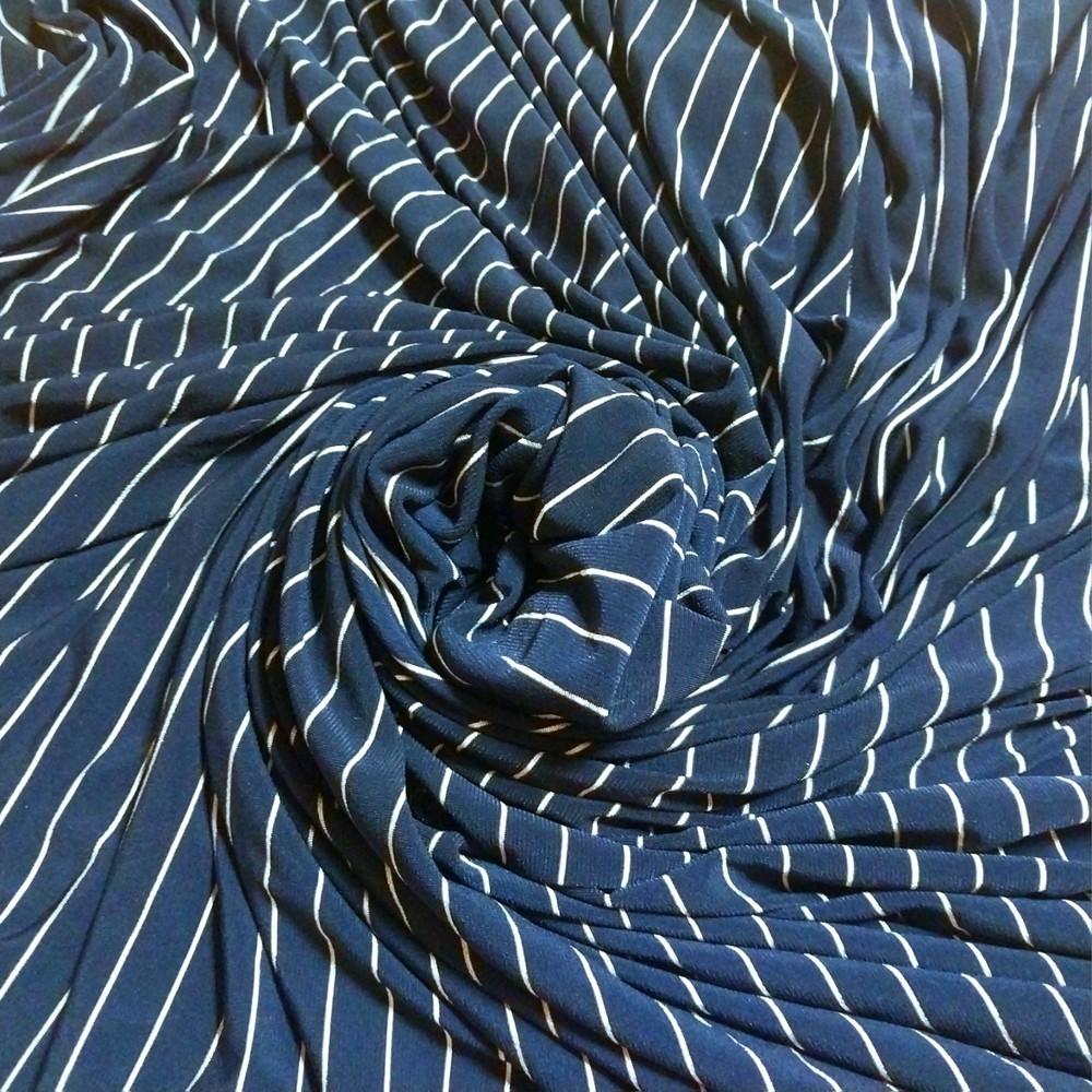 Navy Blue White Striped Fabric Up to 45” Wide BTY Apparel Crafts