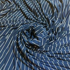 Navy Blue White Striped Fabric Up to 45” Wide BTY Apparel Crafts