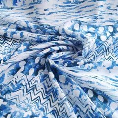 Natural Silk Cotton Fabric 53‘’ Wide By Yard Blue White Pattern Fabric Mulberry