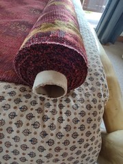 NEW $380 Partial Roll Thick Fabric Heavy Nap Gold/Burgandy 56″ Wide 10+Yds. L@@K