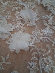 Satin and Lace Fabric Remnants for Dress Making and Doll Clothes. LOT