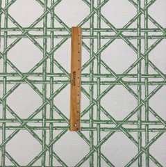 SUNBRELLA REIGH KELLY GREEN RATTAN BAMBOO WOVEN OUTDOOR INDOOR FABRIC BTY 54″W