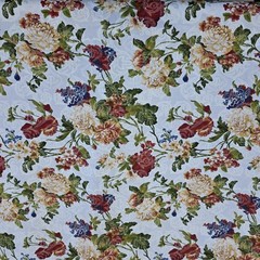 VICTORIAN CHINTZ PRINT FLORAL DAMASK IVORY POLY COTTON FABRIC 60″ By the Yard