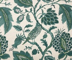 RICHLOOM NIGHTINGALE MALLARD BLUE TEAL BIRD LINEN MULTIUSE FABRIC BY YARD 54″W