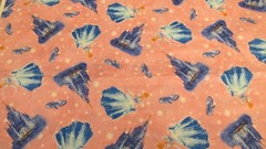 Disney Cinderella Pink Fabric Princess Castel Glass Slipper 2009 1yd x 44 Cotton