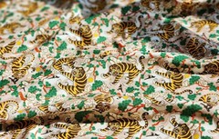 Korean Traditional Magpie & Tiger Beige Patterned Fabric made in Korea BTHY