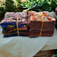Indian Vintage 25 Pc Of Recycle Silk Sari Remnants/Fabric 8″X8″ Fabric Scraps