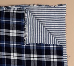 Cotton Soft Brushed Yarn Dyed Plaid with Striped Reverse Fabric by Yard D154.09