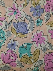 Vintage 60s/70s Cotton Sketch Style Floral Print Fabric 4.75 Yards X 48″ Wide