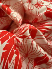 Red White Floral Linen Cotton Fabric Botanical Print Medium Weight 56″ Wide
